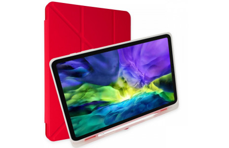 Newface iPad 9.7 (2018) Kılıf Kalemlikli Mars Tablet Kılıfı - Kırmızı