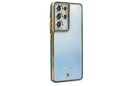 Newface Samsung Galaxy S21 Ultra Kılıf Liva Lens Silikon - Yeşil