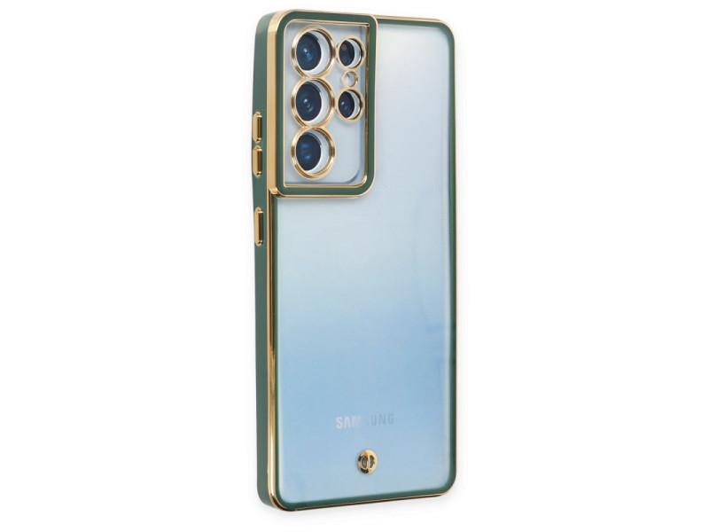 Newface Samsung Galaxy S21 Ultra Kılıf Liva Lens Silikon - Yeşil