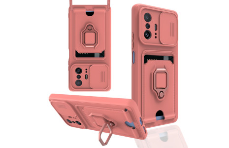 Newface Xiaomi Mi 11T Kılıf Zuma Kartvizitli Yüzüklü Silikon - Pembe