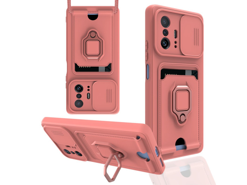 Newface Xiaomi Mi 11T Kılıf Zuma Kartvizitli Yüzüklü Silikon - Pembe