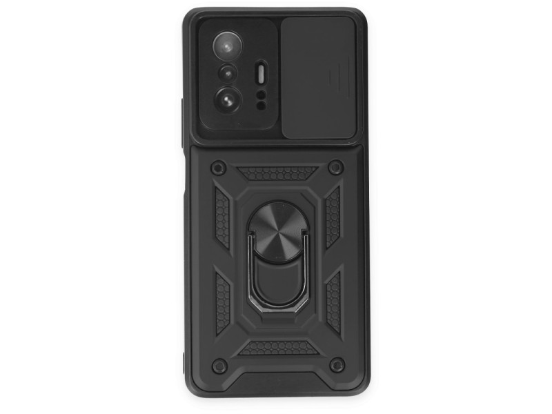 Newface Xiaomi Mi 11T Pro Kılıf Pars Lens Yüzüklü Silikon - Siyah
