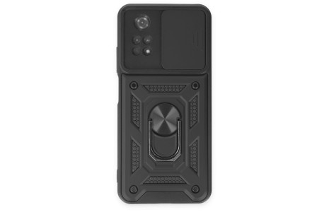 Newface Xiaomi Poco M4 Pro 4G Kılıf Pars Lens Yüzüklü Silikon - Siyah