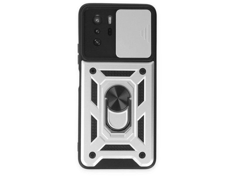 Newface Xiaomi Poco X3 GT Kılıf Pars Lens Yüzüklü Silikon - Gümüş