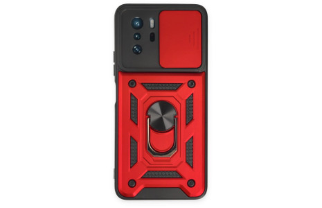 Newface Xiaomi Poco X3 GT Kılıf Pars Lens Yüzüklü Silikon - Kırmızı