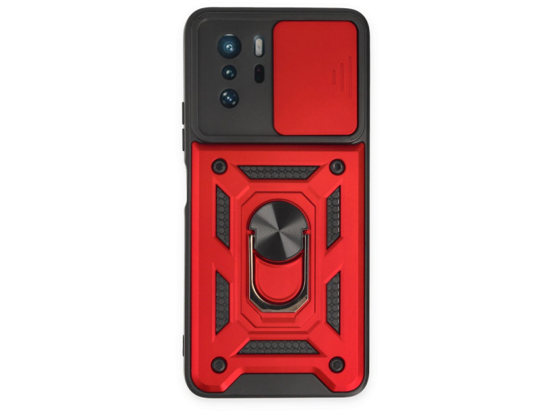 Newface Xiaomi Poco X3 GT Kılıf Pars Lens Yüzüklü Silikon - Kırmızı