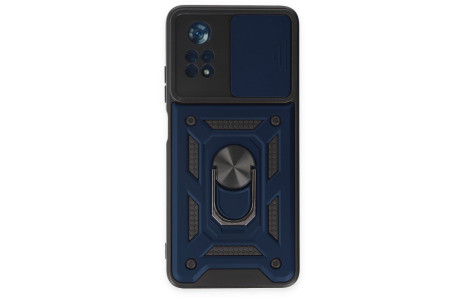 Newface Xiaomi Poco X4 Pro 5G Kılıf Pars Lens Yüzüklü Silikon - Lacivert