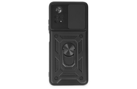Newface Xiaomi Poco X4 Pro 5G Kılıf Pars Lens Yüzüklü Silikon - Siyah