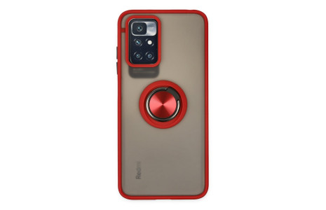 Newface Xiaomi Redmi 10 2022 Kılıf Montreal Yüzüklü Silikon Kapak - Kırmızı