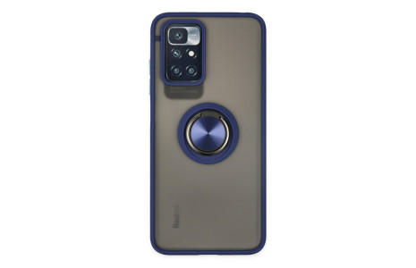 Newface Xiaomi Redmi 10 2022 Kılıf Montreal Yüzüklü Silikon Kapak - Lacivert