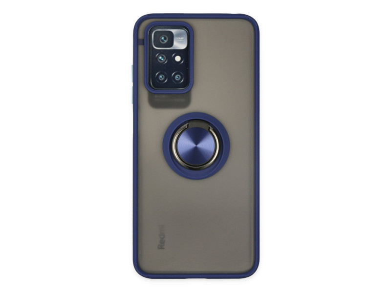 Newface Xiaomi Redmi 10 2022 Kılıf Montreal Yüzüklü Silikon Kapak - Lacivert