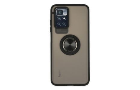 Newface Xiaomi Redmi 10 2022 Kılıf Montreal Yüzüklü Silikon Kapak - Siyah