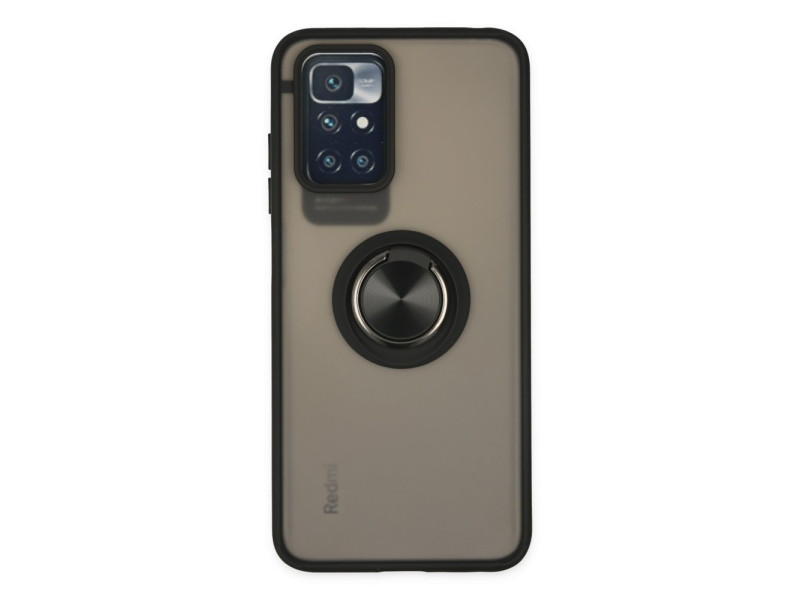 Newface Xiaomi Redmi 10 2022 Kılıf Montreal Yüzüklü Silikon Kapak - Siyah