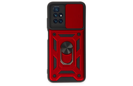 Newface Xiaomi Redmi 10 2022 Kılıf Pars Lens Yüzüklü Silikon - Kırmızı