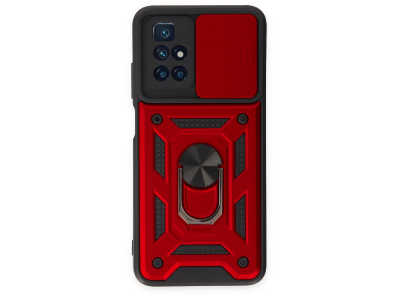 Newface Xiaomi Redmi 10 2022 Kılıf Pars Lens Yüzüklü Silikon - Kırmızı