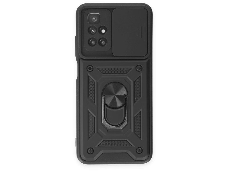 Newface Xiaomi Redmi 10 2022 Kılıf Pars Lens Yüzüklü Silikon - Siyah