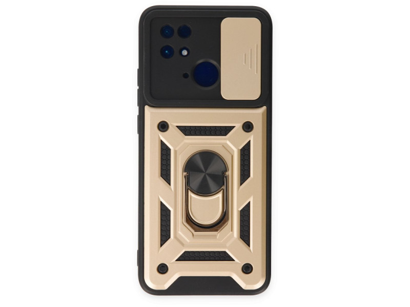 Newface Xiaomi Redmi 10C Kılıf Pars Lens Yüzüklü Silikon - Gold