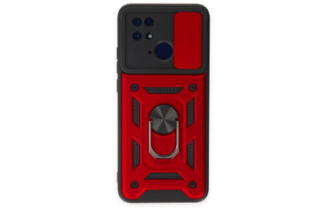 Newface Xiaomi Redmi 10C Kılıf Pars Lens Yüzüklü Silikon - Kırmızı