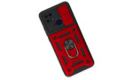 Newface Xiaomi Redmi 10C Kılıf Pars Lens Yüzüklü Silikon - Kırmızı