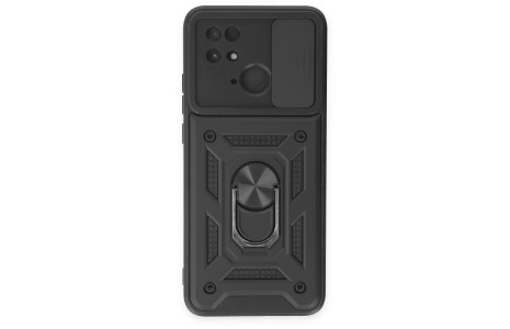Newface Xiaomi Redmi 10C Kılıf Pars Lens Yüzüklü Silikon - Siyah