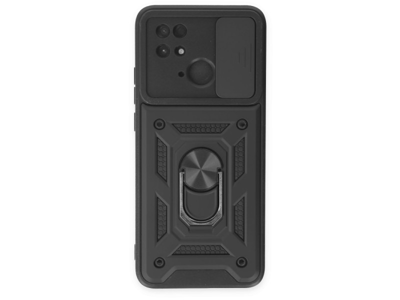 Newface Xiaomi Redmi 10C Kılıf Pars Lens Yüzüklü Silikon - Siyah