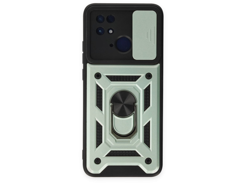 Newface Xiaomi Redmi 10C Kılıf Pars Lens Yüzüklü Silikon - Yeşil