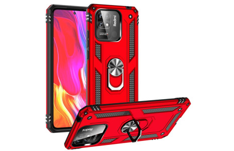 Newface Xiaomi Poco C40 Kılıf Sofya Yüzüklü Silikon Kapak - Kırmızı