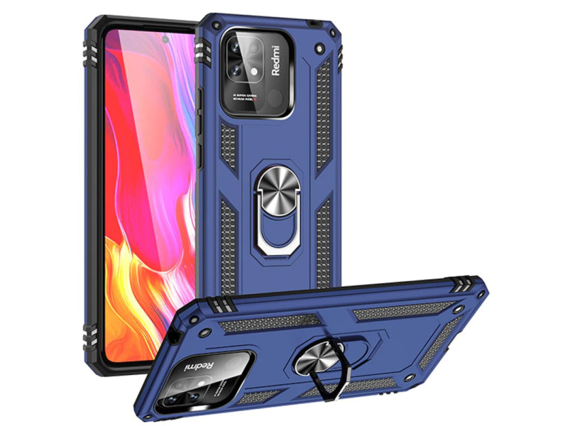 Newface Xiaomi Poco C40 Kılıf Sofya Yüzüklü Silikon Kapak - Lacivert