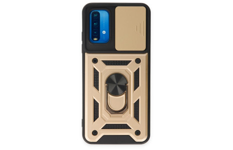 Newface Xiaomi Redmi 9T Kılıf Pars Lens Yüzüklü Silikon - Gold