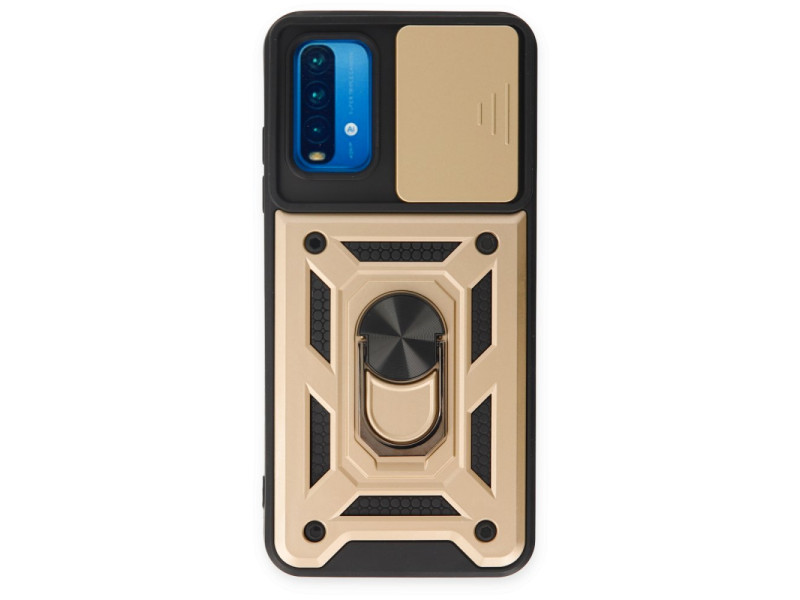 Newface Xiaomi Redmi 9T Kılıf Pars Lens Yüzüklü Silikon - Gold
