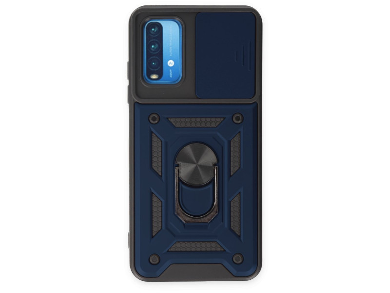 Newface Xiaomi Redmi 9T Kılıf Pars Lens Yüzüklü Silikon - Lacivert