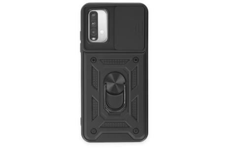 Newface Xiaomi Redmi 9T Kılıf Pars Lens Yüzüklü Silikon - Siyah