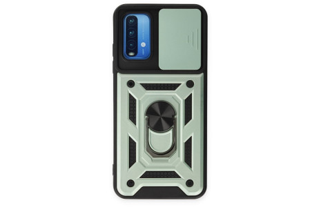 Newface Xiaomi Redmi 9T Kılıf Pars Lens Yüzüklü Silikon - Yeşil