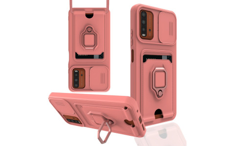Newface Xiaomi Redmi 9T Kılıf Zuma Kartvizitli Yüzüklü Silikon - Pembe
