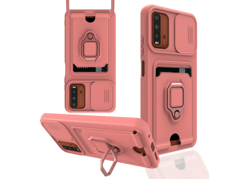 Newface Xiaomi Redmi 9T Kılıf Zuma Kartvizitli Yüzüklü Silikon - Pembe
