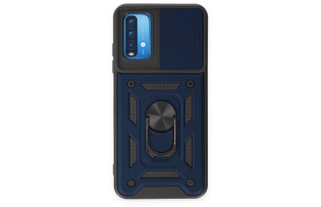Newface Xiaomi Redmi Note 9 4G Kılıf Pars Lens Yüzüklü Silikon - Lacivert