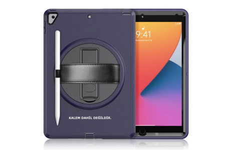 Newface iPad 10.2 (7.nesil) Kılıf Hand Strap Tablet Kılıfı - Lacivert