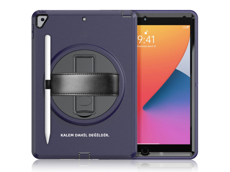 Newface iPad 10.2 (7.nesil) Kılıf Hand Strap Tablet Kılıfı - Lacivert
