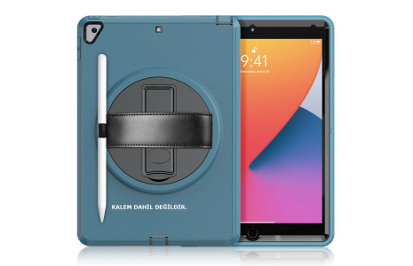 Newface iPad 10.2 (7.nesil) Kılıf Hand Strap Tablet Kılıfı - Turkuaz