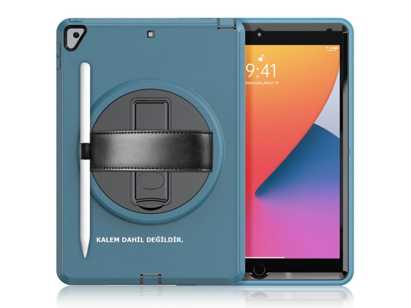 Newface iPad 10.2 (7.nesil) Kılıf Hand Strap Tablet Kılıfı - Turkuaz