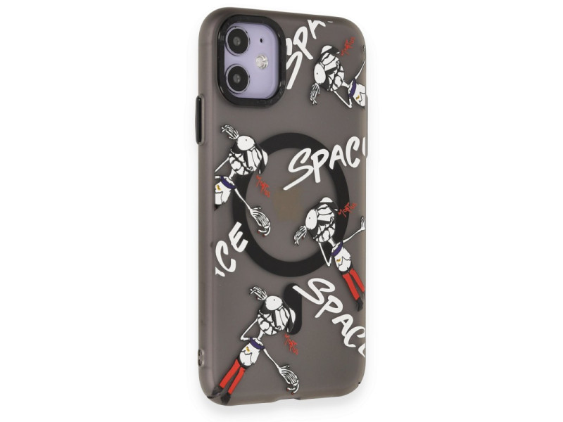 Newface iPhone 11 Kılıf Apollo Magneticsafe Desenli Kapak - Apollo Siyah - 3