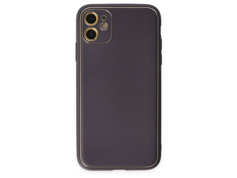 Newface iPhone 11 Kılıf Coco Deri Silikon Kapak - Derin Mor