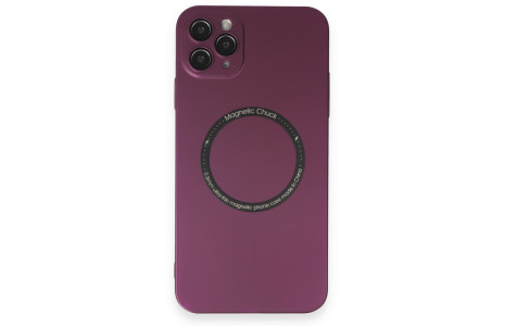 Newface iPhone 11 Pro Max Kılıf Jack Magneticsafe Lens Silikon - Mürdüm