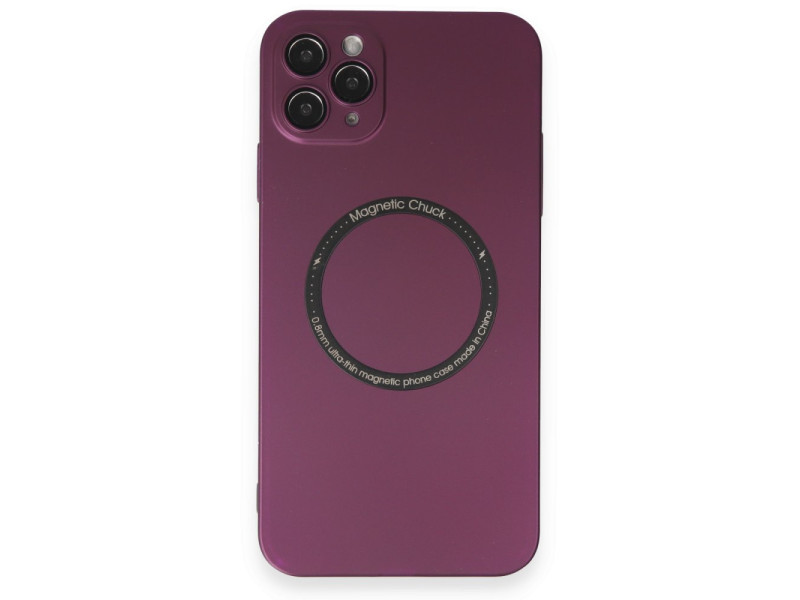 Newface iPhone 11 Pro Max Kılıf Jack Magneticsafe Lens Silikon - Mürdüm