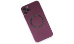 Newface iPhone 11 Pro Max Kılıf Jack Magneticsafe Lens Silikon - Mürdüm