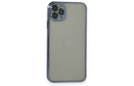 Newface iPhone 11 Pro Max Kılıf Razer Lensli Silikon - Açık Mavi