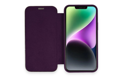 Newface iPhone 12 Pro Kılıf Dolpin Kapaklı - Derin Mor