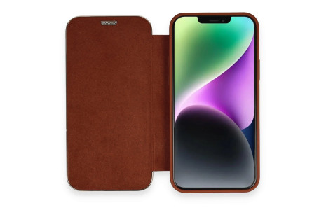 Newface iPhone 12 Pro Kılıf Dolpin Kapaklı - Kahverengi