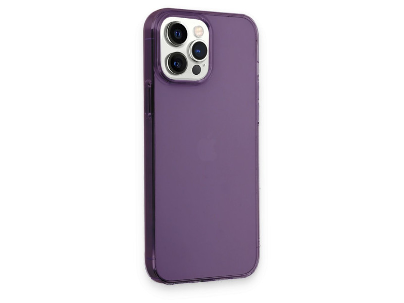 Newface iPhone 12 Pro Kılıf Pc Sert Şeffaf Kapak - Mor