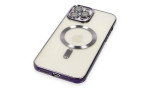 Newface iPhone 12 Pro Max Kılıf Kross Magneticsafe Kapak - Mor